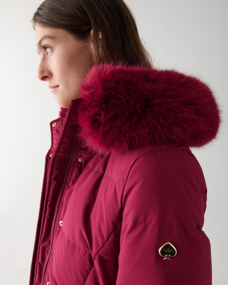 Long Parka With Faux Fur Trim