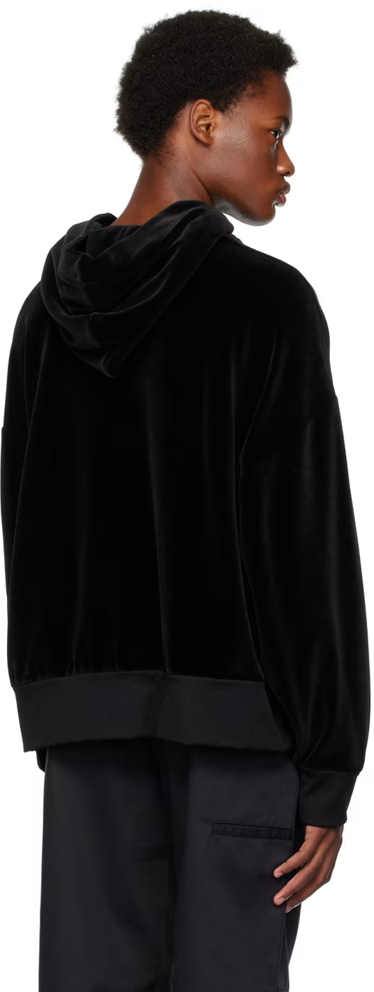 Black Embroidered Hoodie