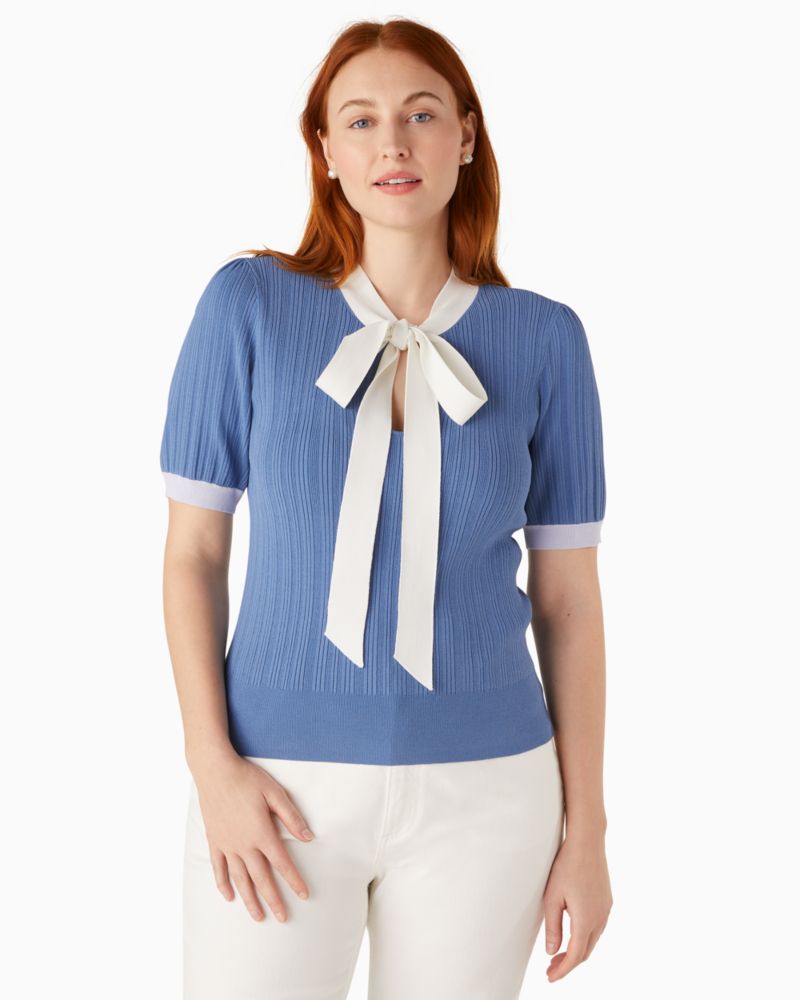 Colorblock Bow-neck Sweater