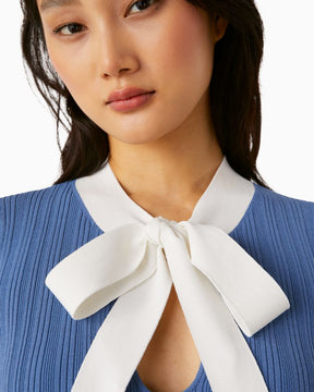 Colorblock Bow-neck Sweater
