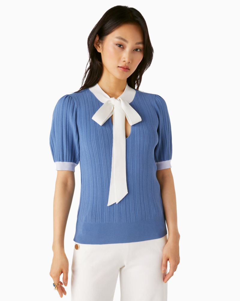 Colorblock Bow-neck Sweater