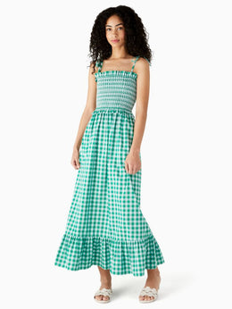 Gingham Smocked-bodice Dress