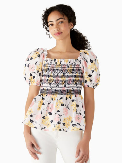 Lily Blooms Puff-sleeve Top