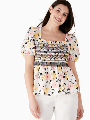 Lily Blooms Puff-sleeve Top