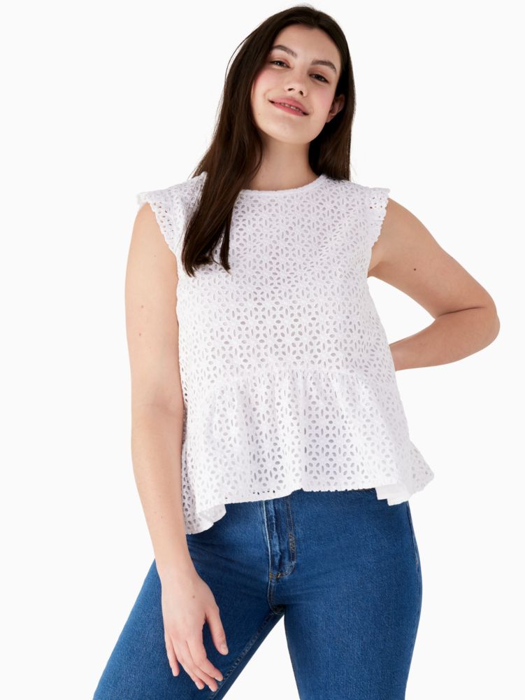 Eyelet Flounce Top