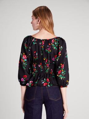 Autumn Floral Long-sleeve Riviera Top