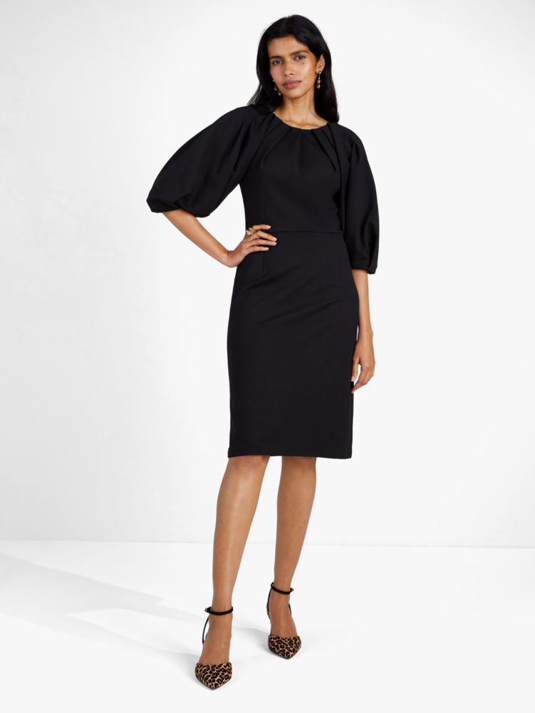 Ponte Pleated-shoulder Dress