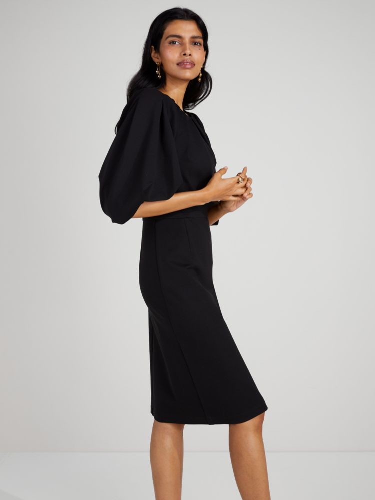 Ponte Pleated-shoulder Dress
