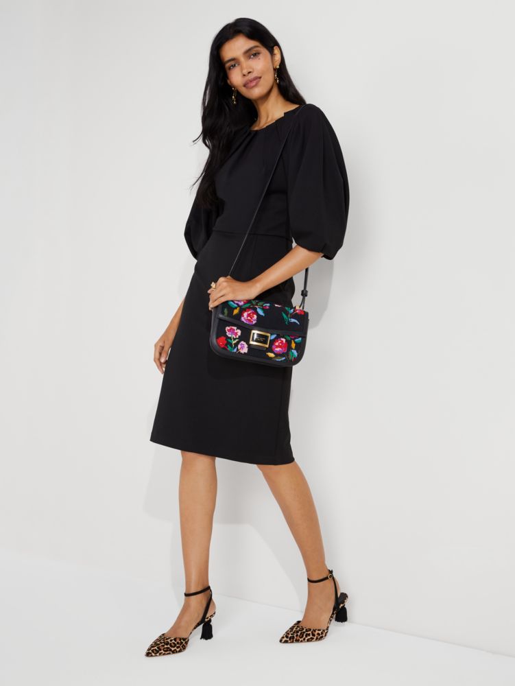 Ponte Pleated-shoulder Dress