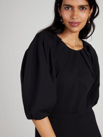Ponte Pleated-shoulder Dress