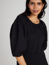 Ponte Pleated-shoulder Dress