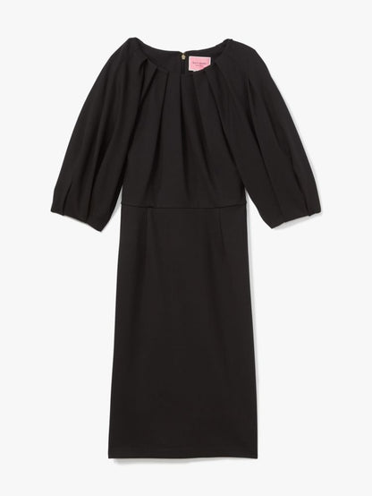 Ponte Pleated-shoulder Dress