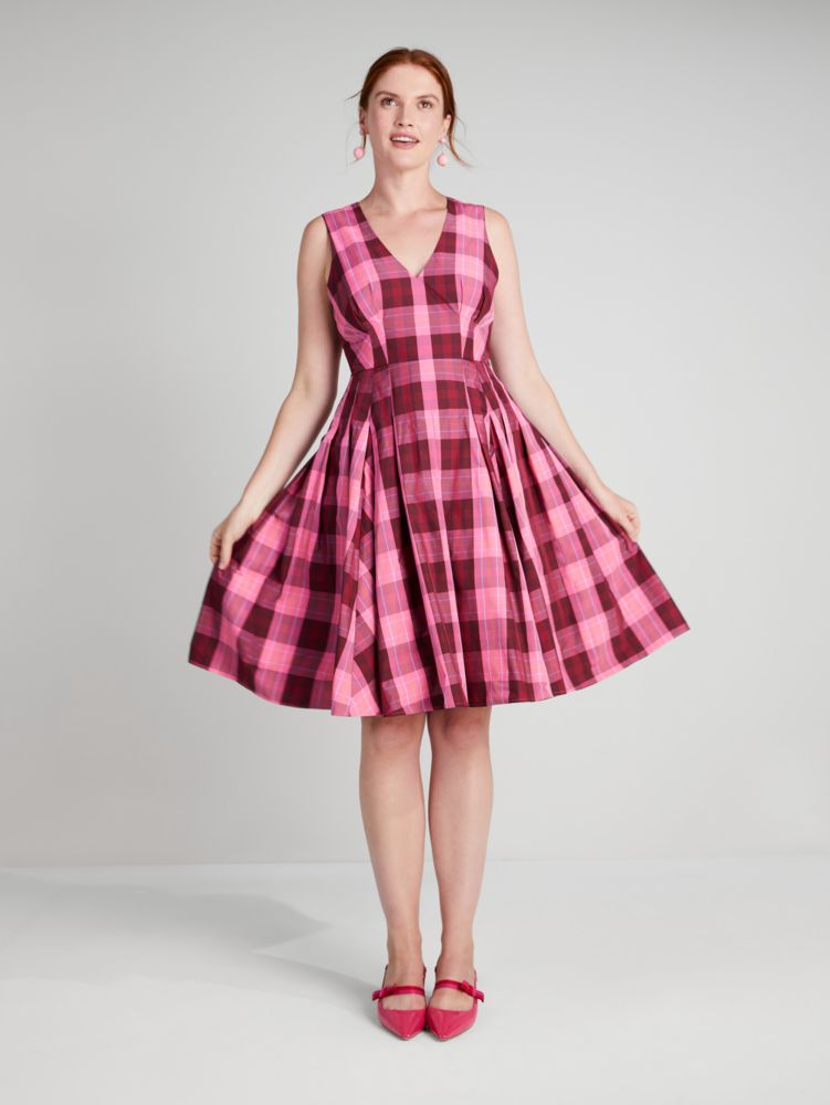 Greenhouse Plaid Taffeta Midi Dress