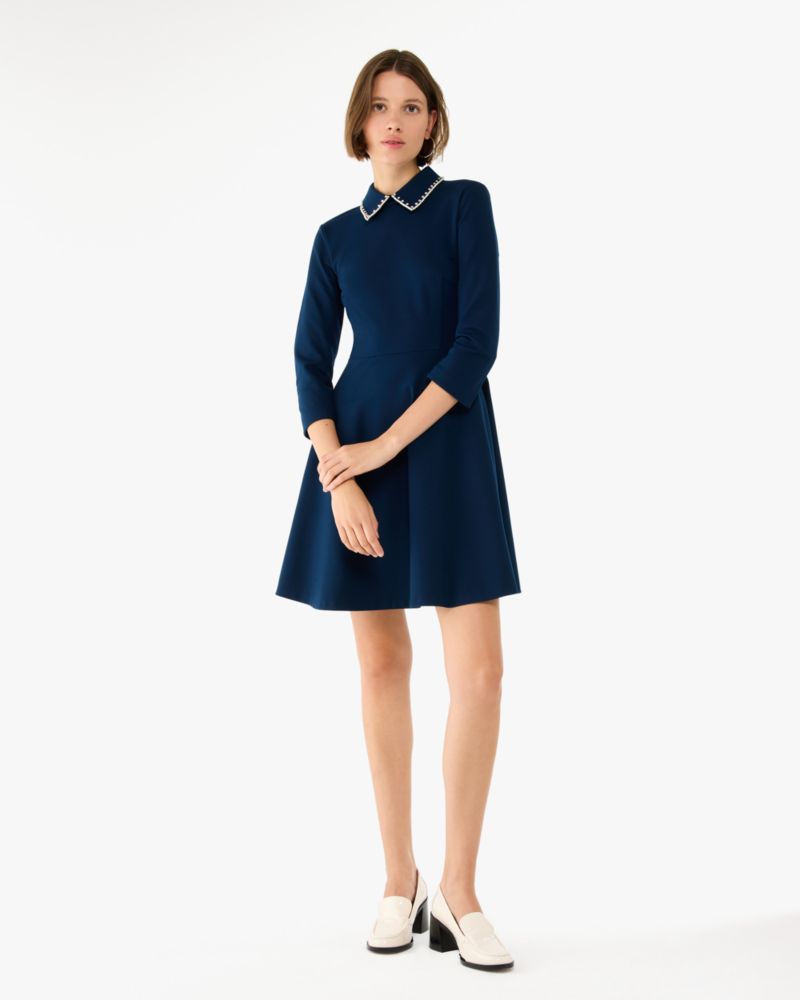Embellished Collar Ponte Dress