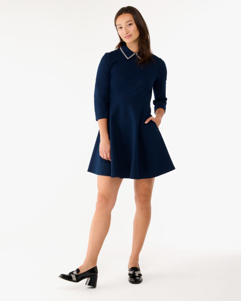 Embellished Collar Ponte Dress