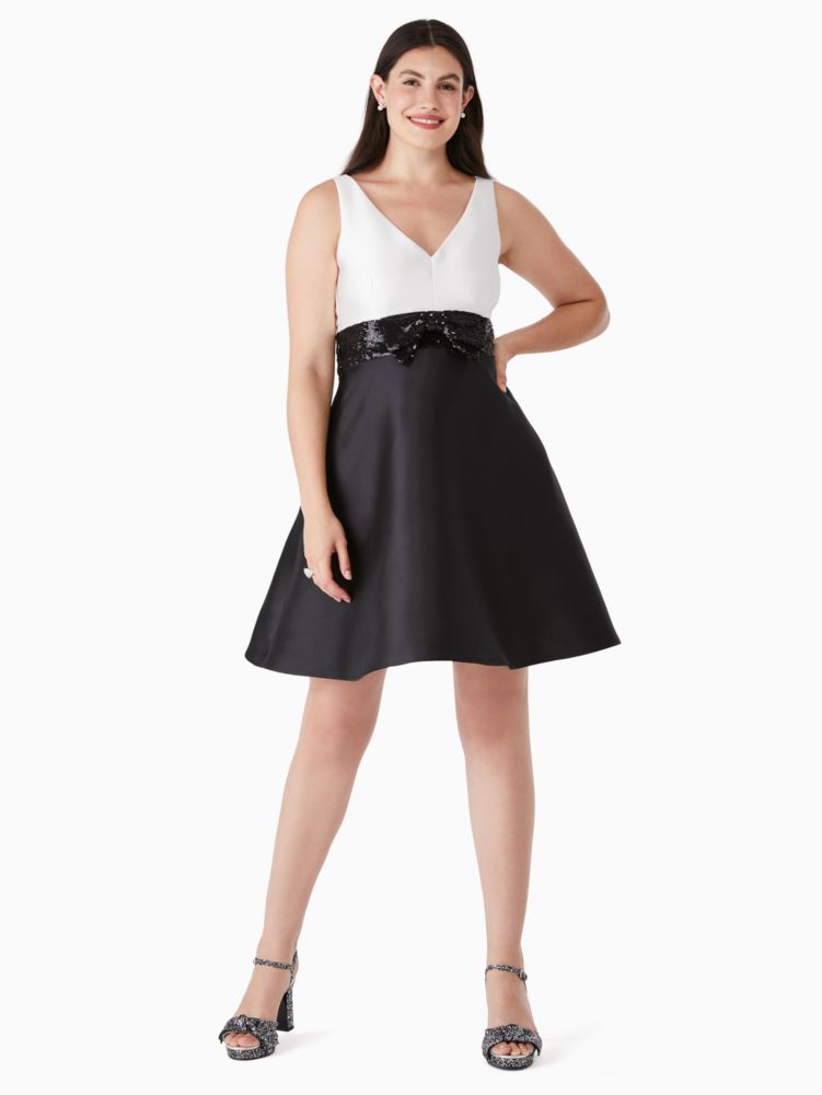 Sequin Bow Fit-and-Flare Dress