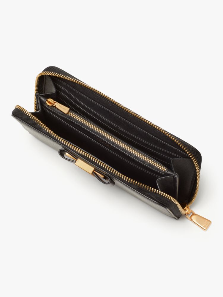 Morgan Bow Embellished Zip-around Continental Wallet