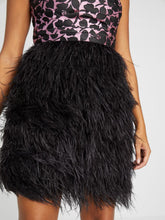 Rosy Garden Feather Trim Dress