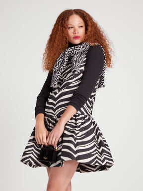 Bold Zebra Taffeta Shift Dress