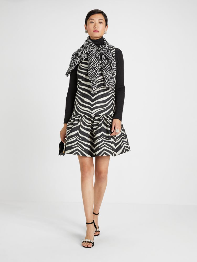 Bold Zebra Taffeta Shift Dress