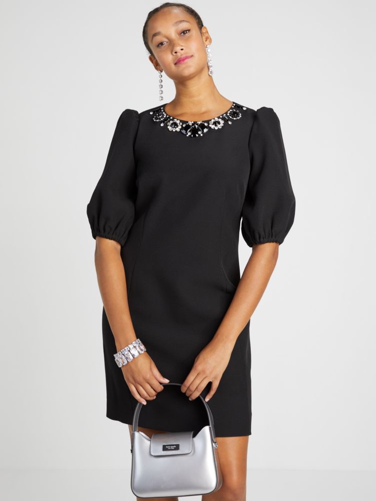 Embellished Double Crepe Dress