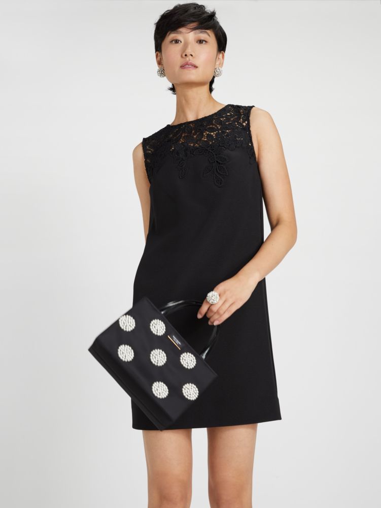 Ribbon Lace Applique Crepe Dress