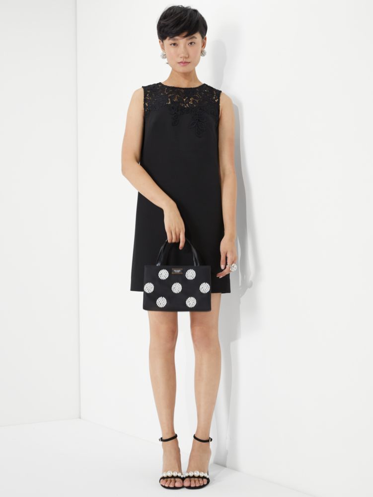 Ribbon Lace Applique Crepe Dress