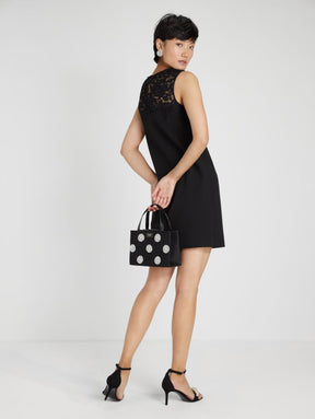 Ribbon Lace Applique Crepe Dress