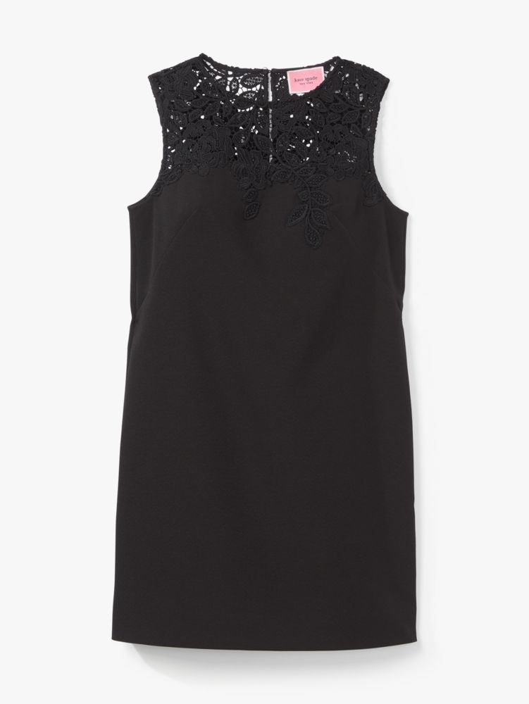 Ribbon Lace Applique Crepe Dress