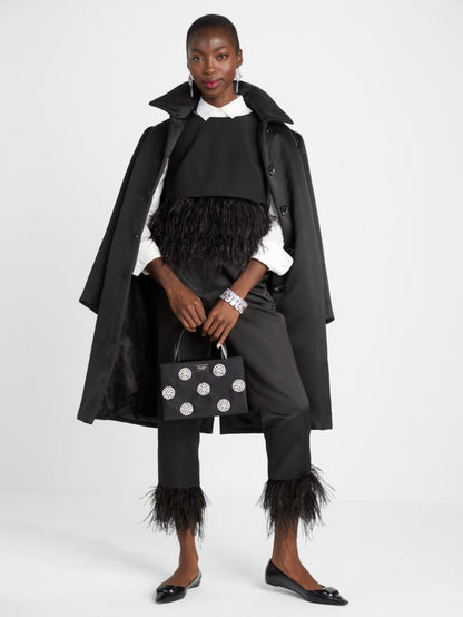 Feather Trim Crepe Top