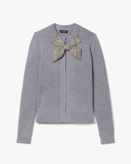 Embellished Bow-neck Cardigan
