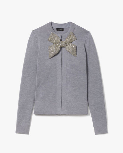 Embellished Bow-neck Cardigan