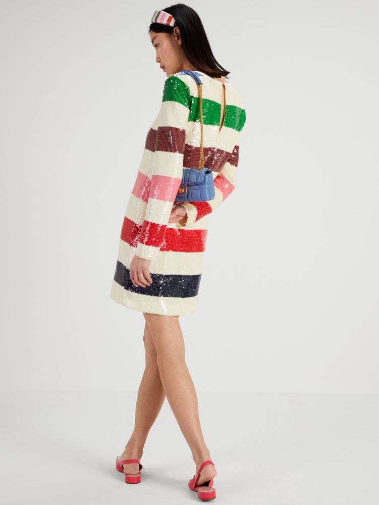 Adventure Stripe Sequin Shift Dress