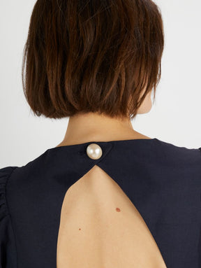 Pearl Embellished Open Back Dress