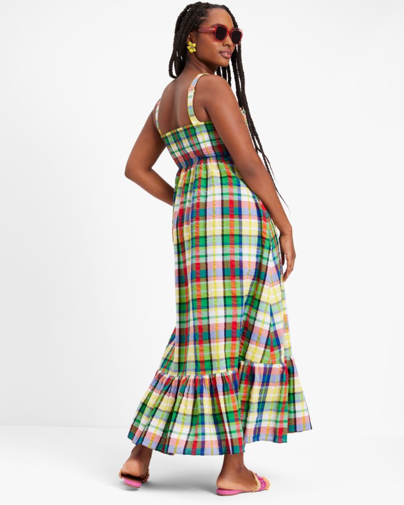 Coastal Plaid Bow Dress