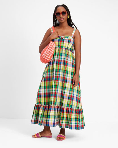 Coastal Plaid Bow Dress