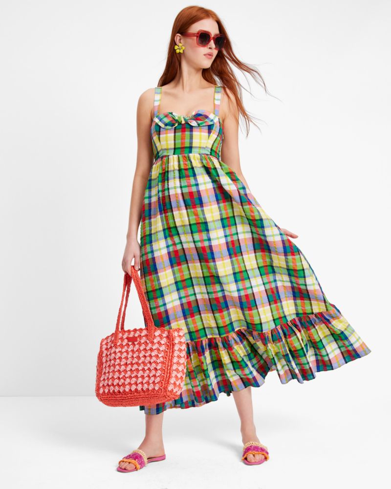 Coastal Plaid Bow Dress