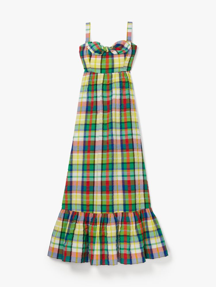 Coastal Plaid Bow Dress