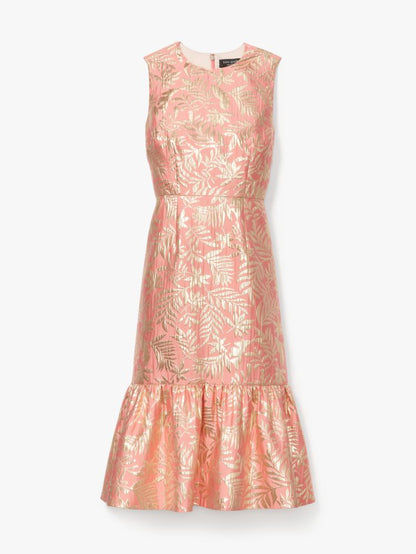 Tropical Foliage Brocade Dress