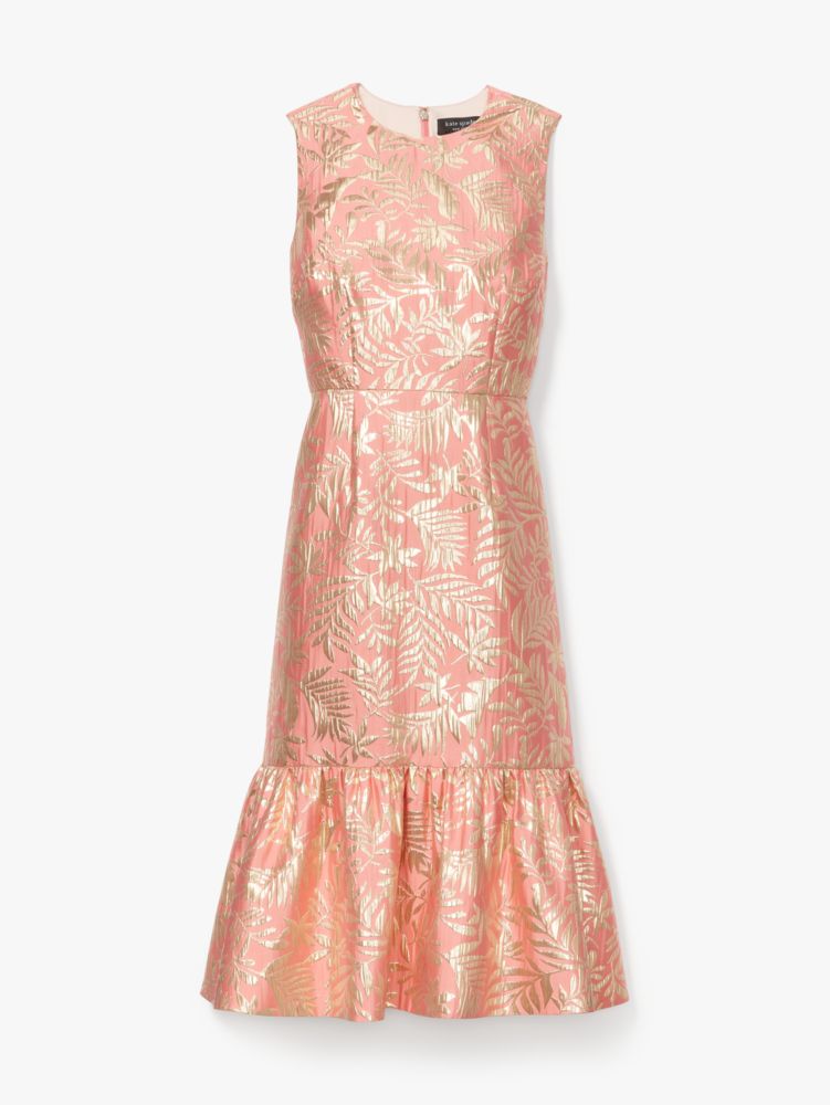 Tropical Foliage Brocade Dress