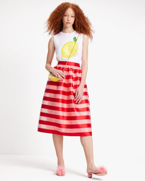 Awning Stripe Organza Midi Skirt