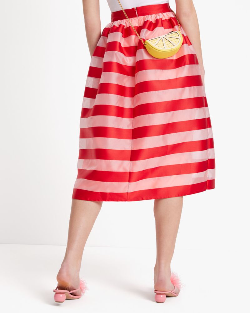 Awning Stripe Organza Midi Skirt