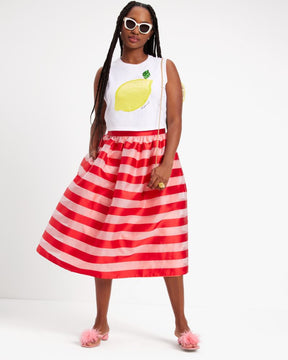 Awning Stripe Organza Midi Skirt