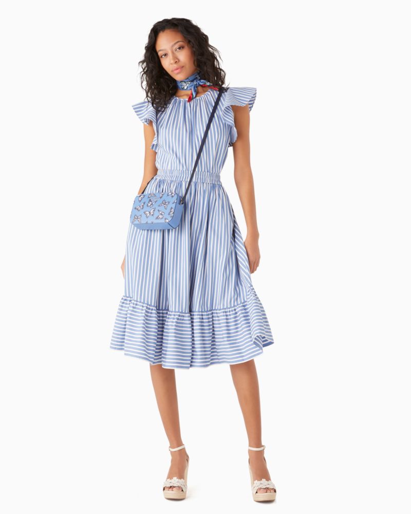 Basket Stripe Flutter-sleeve Top