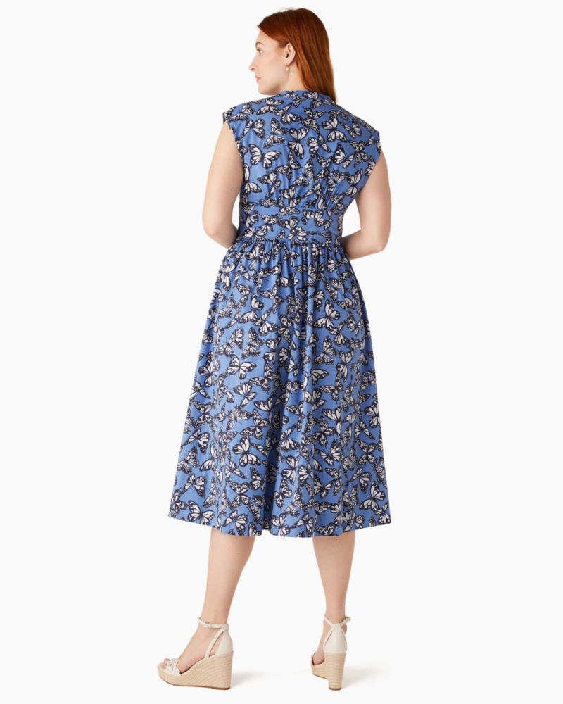 Poplin Bow Butterfly Print Dress