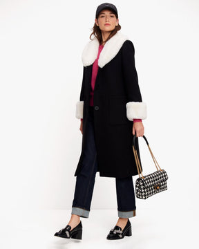 Faux Fur Trim Wool Coat