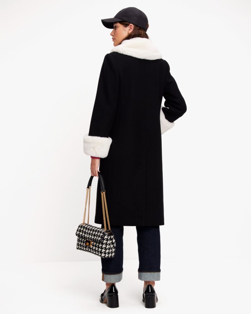 Faux Fur Trim Wool Coat