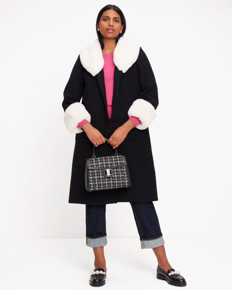 Faux Fur Trim Wool Coat