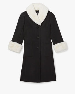 Faux Fur Trim Wool Coat