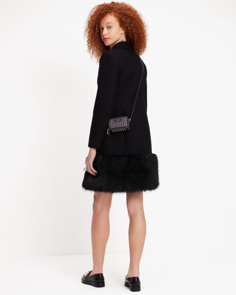 Faux Fur Hem Wool Coat
